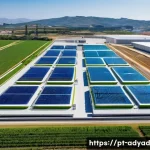 물 재활용 기술 발전 현황 - **Prompt:** A vibrant, futuristic "Fábrica de Água" (Water Factory) in Portugal, nestled within a mo...