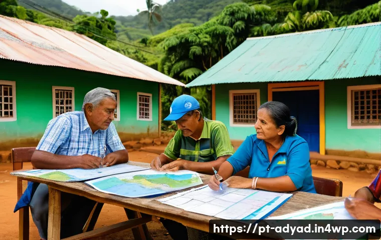 물 안보를 위한 협력 모델 제안 - A vibrant community workshop scene in a small Brazilian town, showing diverse local residents—men, w...