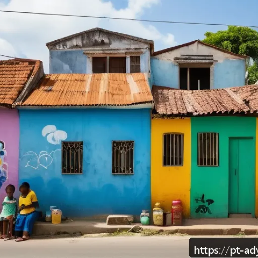 물 안보와 사회적 불평등 문제 - A detailed scene of a Brazilian urban peripheral neighborhood showing dilapidated water infrastructu...