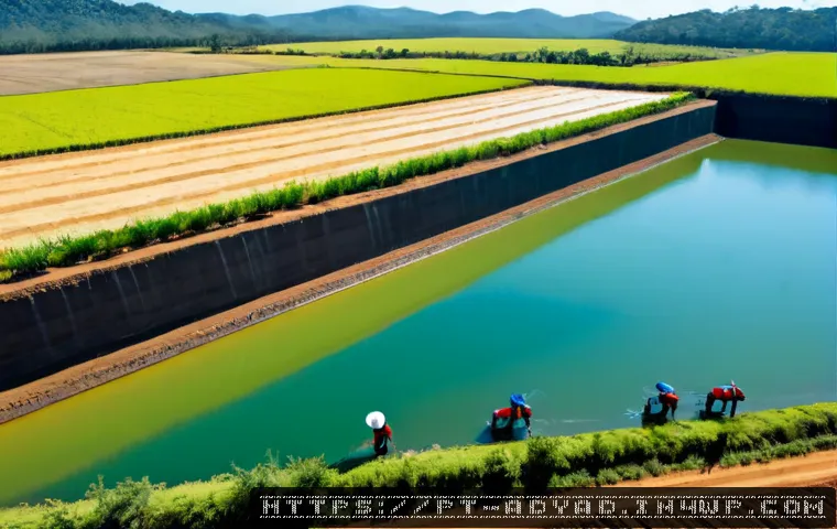 Home 17 물 자원의 지속 가능한 이용 방안 - Photorealistic aerial view of a sustainable water management landscape in rural Brazil, a clear rese...